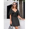 Dokotoo Womens Dresses 2026 Deep V Neck Elegant Bow tie Mini Dress S-XL(A Black)