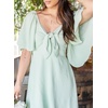 Dokotoo Womens Dresses 2026 Deep V Neck Elegant Bow tie Mini Dress S-XL(A Green)
