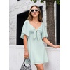 Dokotoo Womens Dresses 2026 Deep V Neck Elegant Bow tie Mini Dress S-XL(A Green)