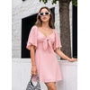 Dokotoo Womens Dresses 2026 Deep V Neck Elegant Bow tie Mini Dress S-XL(A Pink)