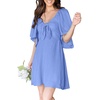 Dokotoo Womens Dresses 2026 Deep V Neck Elegant Bow tie Mini Dress S-XL(B Sky Blue)