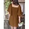 Dokotoo Womens Dresses 2026 Deep V Neck Elegant Bow tie Mini Dress S-XL(Brown)