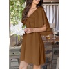 Dokotoo Womens Dresses 2026 Deep V Neck Elegant Bow tie Mini Dress S-XL(Brown)