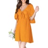 Dokotoo Womens Dresses 2026 Deep V Neck Elegant Bow tie Mini Dress S-XL(Citrus)
