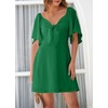 Dokotoo Womens Dresses 2026 Deep V Neck Elegant Bow tie Mini Dress S-XL(Dark Green)