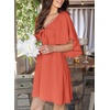 Dokotoo Womens Dresses 2026 Deep V Neck Elegant Bow tie Mini Dress S-XL(Flamingo)