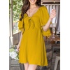 Dokotoo Womens Dresses 2026 Deep V Neck Elegant Bow tie Mini Dress S-XL(Ginger)