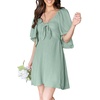 Dokotoo Womens Dresses 2026 Deep V Neck Elegant Bow tie Mini Dress S-XL(Green B)