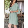 Dokotoo Womens Dresses 2026 Deep V Neck Elegant Bow tie Mini Dress S-XL(Green B)