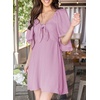 Dokotoo Womens Dresses 2026 Deep V Neck Elegant Bow tie Mini Dress S-XL(Light Pink)