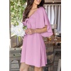 Dokotoo Womens Dresses 2026 Deep V Neck Elegant Bow tie Mini Dress S-XL(Light Pink)