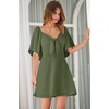 Dokotoo Womens Dresses 2026 Deep V Neck Elegant Bow tie Mini Dress S-XL(Moss)