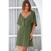 Dokotoo Womens Dresses 2026 Deep V Neck Elegant Bow tie Mini Dress S-XL(Moss)