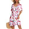 Dokotoo Womens Dresses 2026 Deep V Neck Elegant Bow tie Mini Dress S-XL(Multicoloured B)