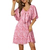 Dokotoo Womens Dresses 2026 Deep V Neck Elegant Bow tie Mini Dress S-XL(Multicoloured C)