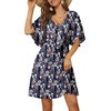 Dokotoo Womens Dresses 2026 Deep V Neck Elegant Bow tie Mini Dress S-XL(Multicoloured F)