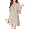 Dokotoo Womens Dresses 2026 Deep V Neck Elegant Bow tie Mini Dress S-XL(Parchment)
