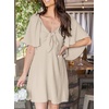 Dokotoo Womens Dresses 2026 Deep V Neck Elegant Bow tie Mini Dress S-XL(Parchment)