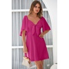 Dokotoo Womens Dresses 2026 Deep V Neck Elegant Bow tie Mini Dress S-XL(Rose Red)