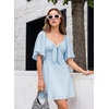 Dokotoo Womens Dresses 2026 Deep V Neck Elegant Bow tie Mini Dress S-XL(Sky Blue)