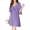 Dokotoo Womens Dresses 2026 Deep V Neck Elegant Bow tie Mini Dress S-XL(Wisteria)
