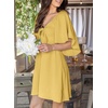 Dokotoo Womens Dresses 2026 Deep V Neck Elegant Bow tie Mini Dress S-XL(Yellow Cream)