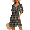 Dokotoo Womens Dresses 2026 Deep V Neck Elegant Bow tie Mini Dress S-XL(Z Black)