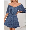 Dokotoo Womens Dresses 2026 Deep V Neck Elegant Bow tie Mini Dress S-XL(Z Blue)