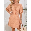 Dokotoo Womens Dresses 2026 Deep V Neck Elegant Bow tie Mini Dress S-XL(Z Orange B)