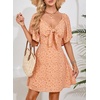 Dokotoo Womens Dresses 2026 Deep V Neck Elegant Bow tie Mini Dress S-XL(Z Orange B)