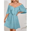 Dokotoo Womens Dresses 2026 Deep V Neck Elegant Bow tie Mini Dress S-XL(Z Sky Blue)