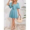 Dokotoo Womens Dresses 2026 Deep V Neck Elegant Bow tie Mini Dress S-XL(Z Sky Blue)