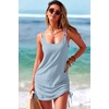 Dokotoo Women’s Hollow Out Cover Up Swimwear Beachwear Double Shoulder Straps Sleeveless Mini Dress Drawstring Beach Dress(Beau Blue)