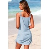 Dokotoo Women’s Hollow Out Cover Up Swimwear Beachwear Double Shoulder Straps Sleeveless Mini Dress Drawstring Beach Dress(Beau Blue)