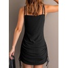 Dokotoo Women’s Hollow Out Cover Up Swimwear Beachwear Double Shoulder Straps Sleeveless Mini Dress Drawstring Beach Dress(Black)
