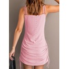 Dokotoo Women’s Hollow Out Cover Up Swimwear Beachwear Double Shoulder Straps Sleeveless Mini Dress Drawstring Beach Dress(Light Pink)