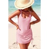 Dokotoo Women’s Hollow Out Cover Up Swimwear Beachwear Double Shoulder Straps Sleeveless Mini Dress Drawstring Beach Dress(Light Pink)