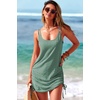 Dokotoo Women’s Hollow Out Cover Up Swimwear Beachwear Double Shoulder Straps Sleeveless Mini Dress Drawstring Beach Dress(Mist Green)