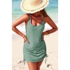 Dokotoo Women’s Hollow Out Cover Up Swimwear Beachwear Double Shoulder Straps Sleeveless Mini Dress Drawstring Beach Dress(Mist Green)