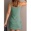 Dokotoo Women’s Hollow Out Cover Up Swimwear Beachwear Double Shoulder Straps Sleeveless Mini Dress Drawstring Beach Dress(Mist Green)