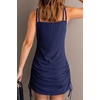 Dokotoo Women’s Hollow Out Cover Up Swimwear Beachwear Double Shoulder Straps Sleeveless Mini Dress Drawstring Beach Dress(Navy Blue)