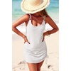 Dokotoo Women’s Hollow Out Cover Up Swimwear Beachwear Double Shoulder Straps Sleeveless Mini Dress Drawstring Beach Dress(White)