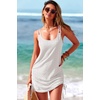 Dokotoo Women’s Hollow Out Cover Up Swimwear Beachwear Double Shoulder Straps Sleeveless Mini Dress Drawstring Beach Dress(White)