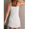Dokotoo Women’s Hollow Out Cover Up Swimwear Beachwear Double Shoulder Straps Sleeveless Mini Dress Drawstring Beach Dress(White)