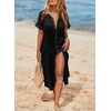 Dokotoo Womens Long Cardigans Swimsuit Cover Ups Summer Beach Dress(Black)