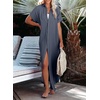 Dokotoo Womens Long Cardigans Swimsuit Cover Ups Summer Beach Dress(Dark Grey)