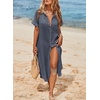 Dokotoo Womens Long Cardigans Swimsuit Cover Ups Summer Beach Dress(Dark Grey)