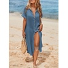 Dokotoo Womens Long Cardigans Swimsuit Cover Ups Summer Beach Dress(Dusk Blue)