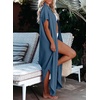 Dokotoo Womens Long Cardigans Swimsuit Cover Ups Summer Beach Dress(Dusk Blue)
