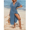 Dokotoo Womens Long Cardigans Swimsuit Cover Ups Summer Beach Dress(Dusk Blue)